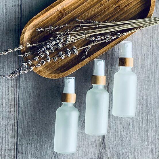 50ml Frosted Glass Bottle with Bamboo Mister - centaur packaging