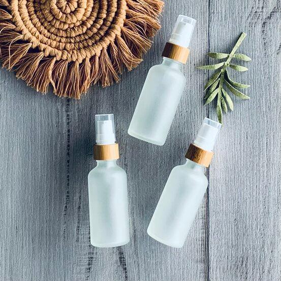 50ml Frosted Glass Bottle with Bamboo Pump - centaur packaging