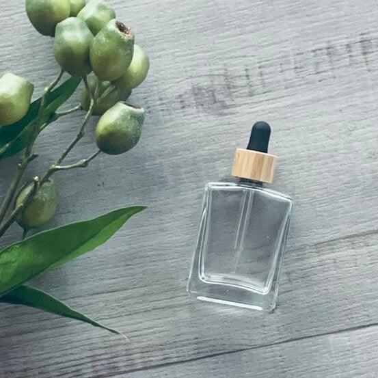 50ml Square Perfume Bottle with Black Bamboo Pipette - centaur packaging