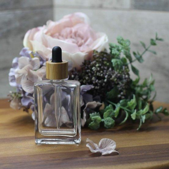 50ml Square Perfume Bottle with Black Bamboo Pipette - centaur packaging