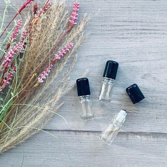 5ml Clear Thick Glass Roller with Black Lid - centaur packaging