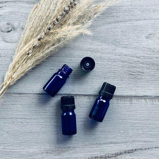 5ml Cobalt Blue Thick Glass Bottle with Black Tamper Evident Dripolator - centaur packaging