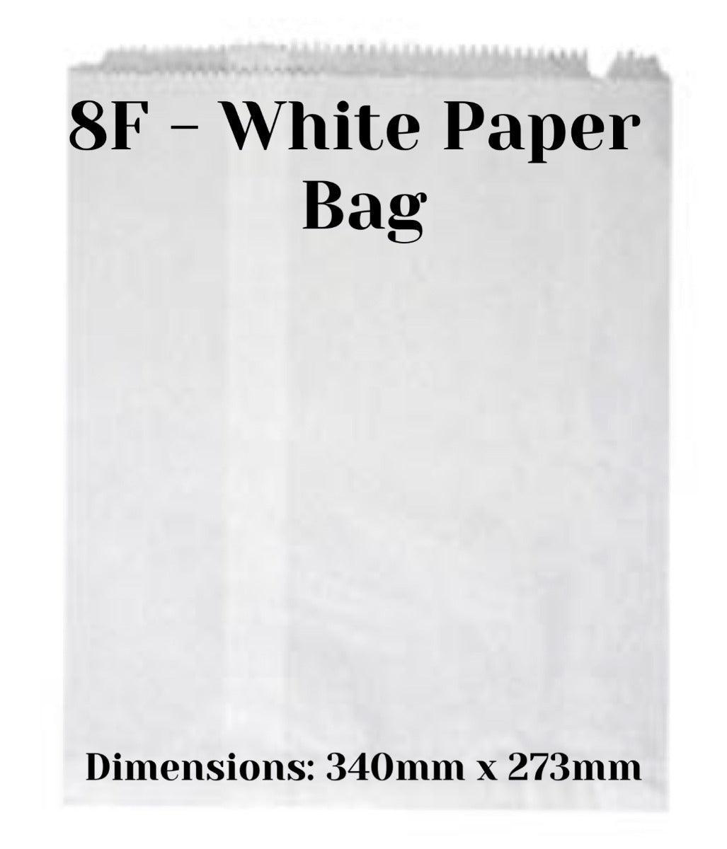 8F White Paper Bag -Pack 500 - centaur packaging