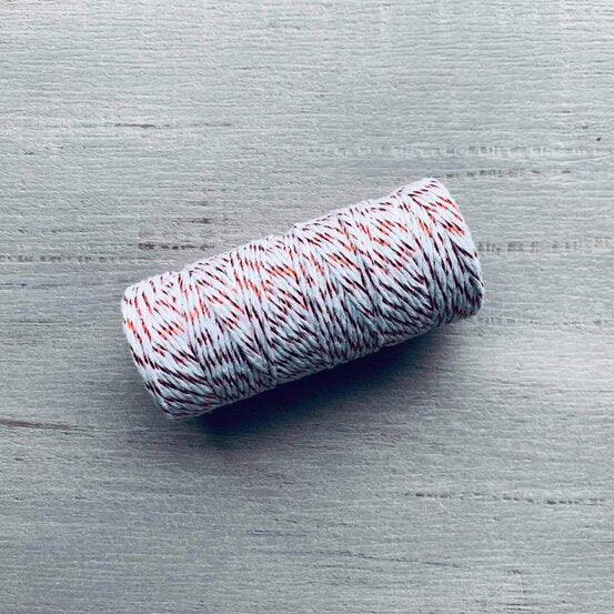 Bakers Twine Metallic 2mm X 100mt - White & Red - centaur packaging