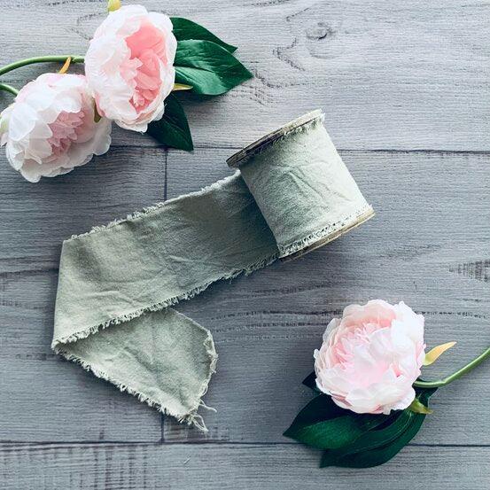 Calico Ribbon with Wooden Spool - Sage - centaur packaging