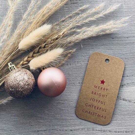 Christmas Cheer Red Script Tag - Kraft - centaur packaging