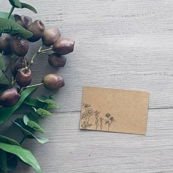 Gift Tag Hand Drawn Flowers Kraft - 50Pk - centaur packaging