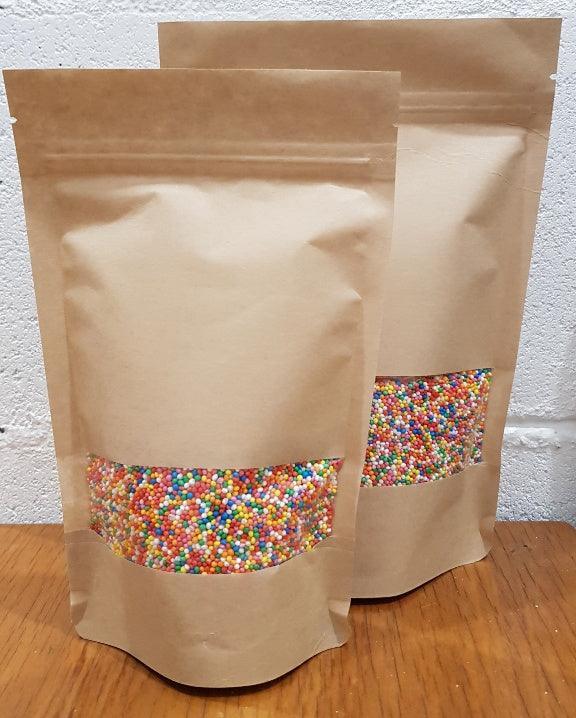 Kraft Stand-Up Pouch With Rectangle Window - Small - centaur packaging