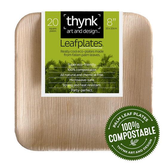 Palm Leaf Square Shallow Plate 8" - Pack of 20 - centaur packaging