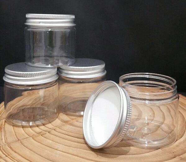 PET 50GM Clear PET Jar with Aluminum Lid - centaur packaging