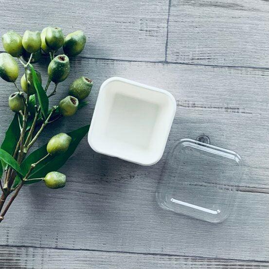 PET Lid to fit 7oz Sugarcane Bowl Square - centaur packaging