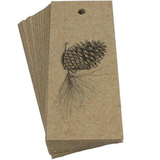 Pine Cone Gift Tag Kraft - 25pk - centaur packaging
