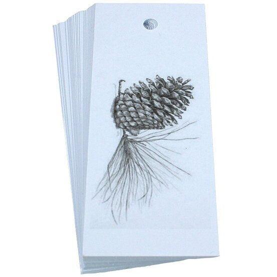 Pine Cone Gift Tag White - 25pk - centaur packaging
