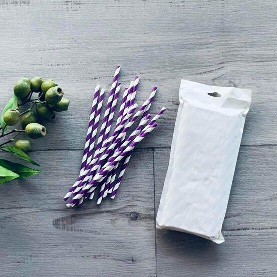 Purple Stripe Paper Straw - 50pk - centaur packaging