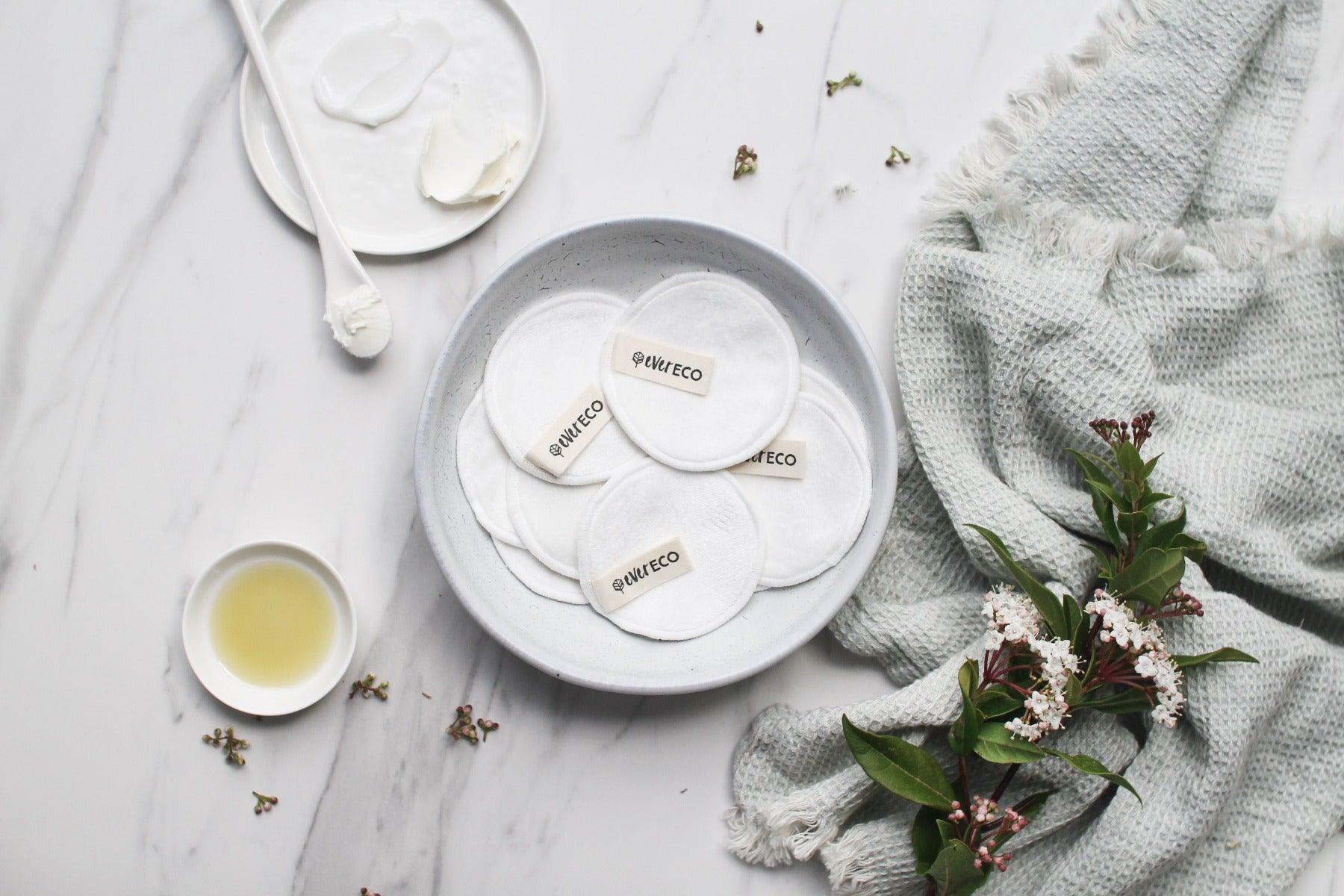 Reusable Bamboo Facial Wipes - 10 Pack - sitting on a plate centaur packaging