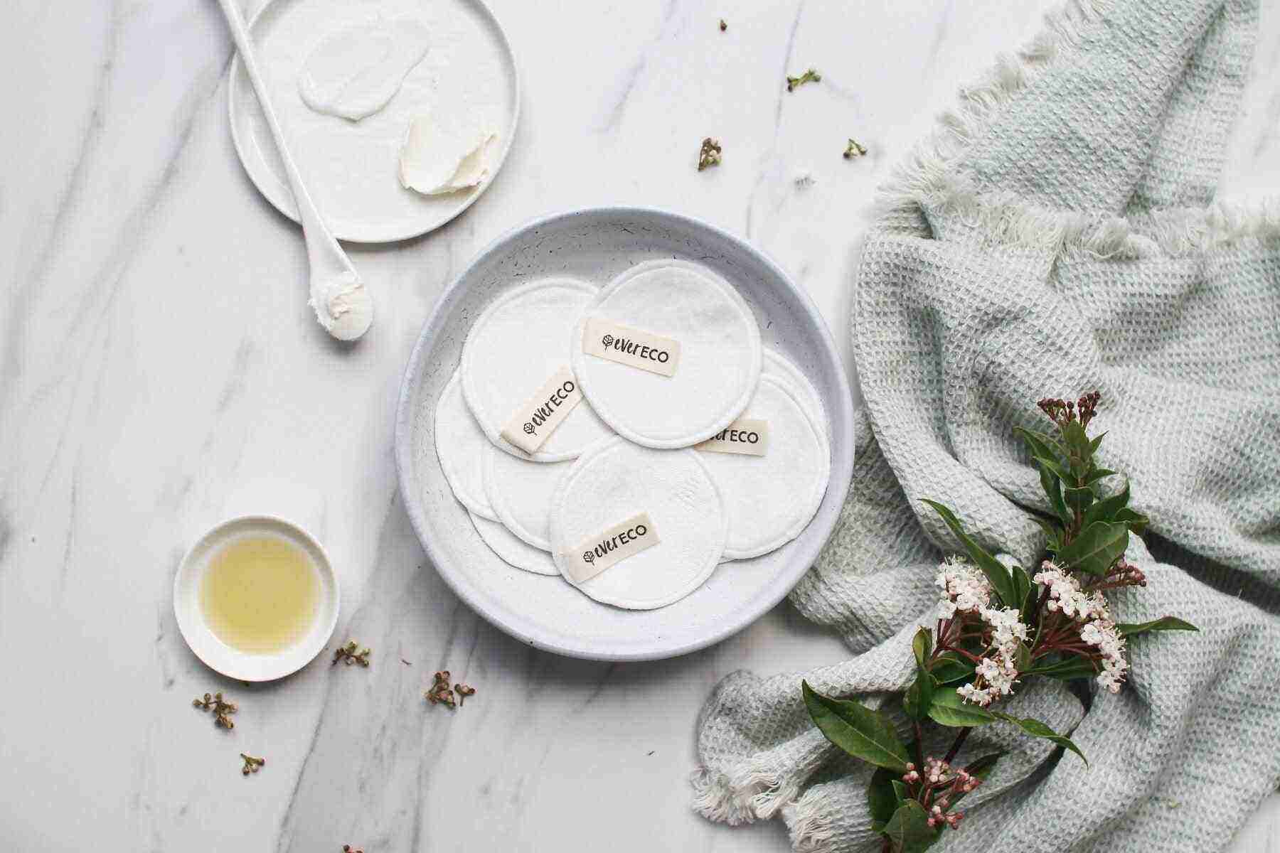 Reusable Bamboo Facial Wipes - 10 Pack - sitting on a plate centaur packaging