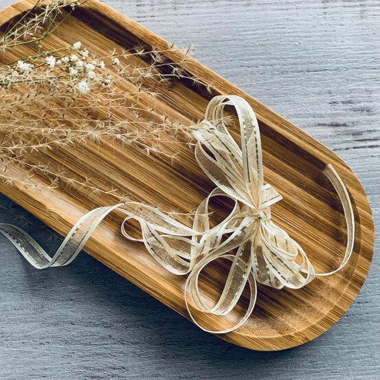 Ribbon Sheer Satin Gold Thread 10mm x 20m - centaur packaging