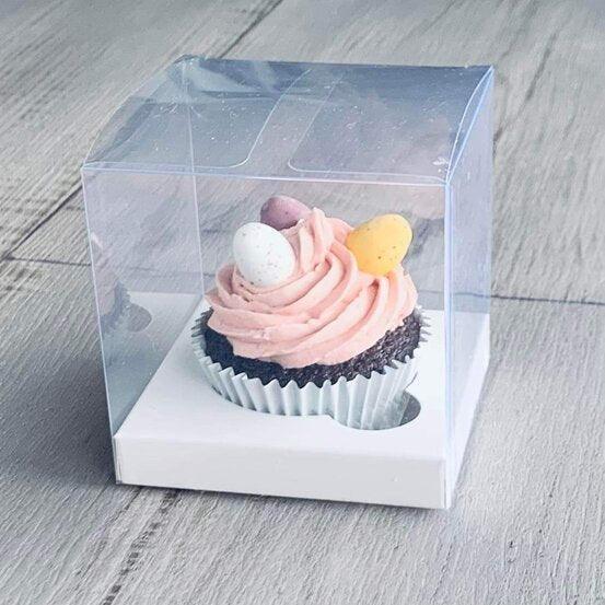 Single Cupcake Box - Clear- White - centaur packaging