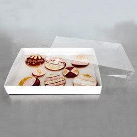 Slim Lined Hamper Extra Large with Clear Lid - White 32cm x 25cm x 5cm - centaur packaging