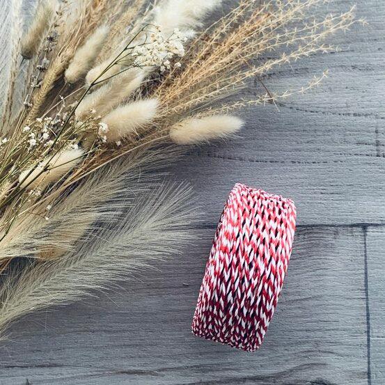 Two Tone Paper Twine 2mm x 100mt - Red & White - centaur packaging