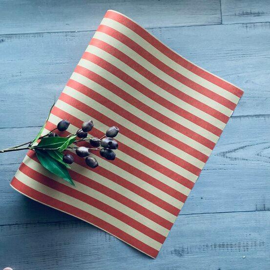Wrapping Paper - Stripe Red & Kraft - centaur packaging