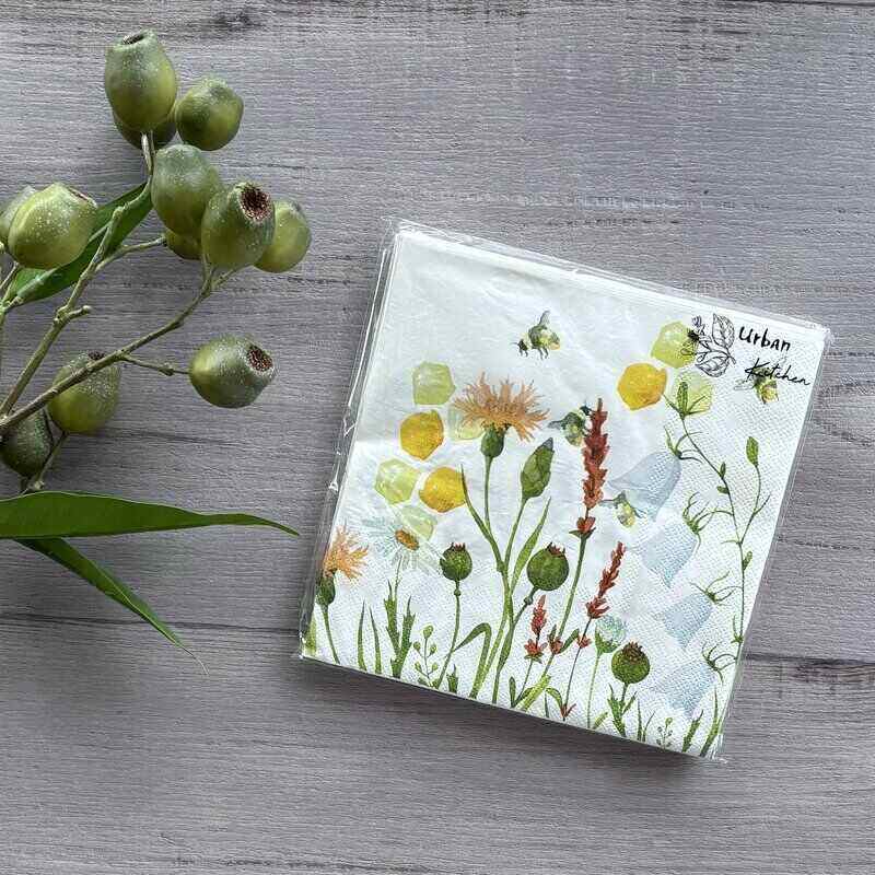 bees in garden paper napkins