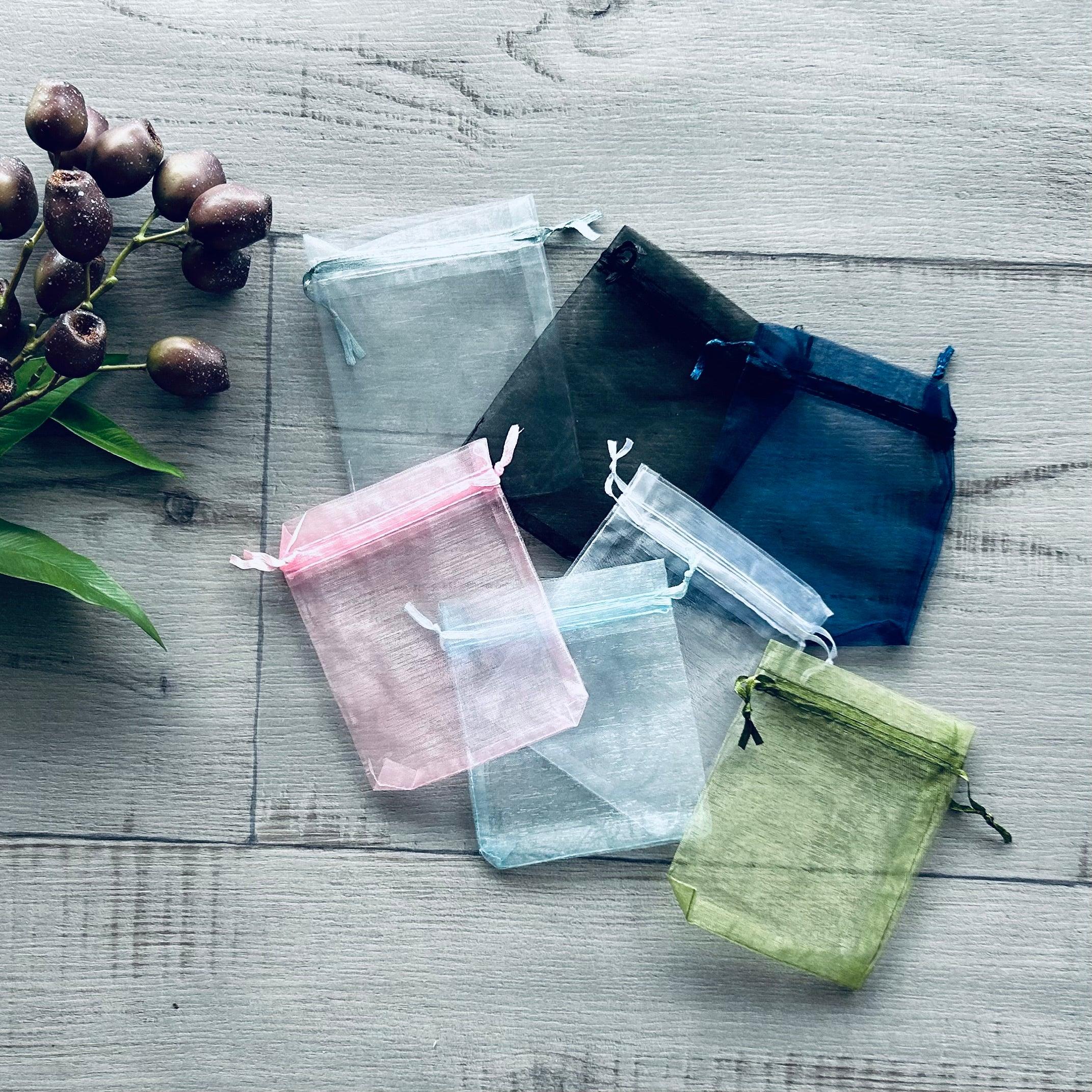 multiple coloured organza bags 