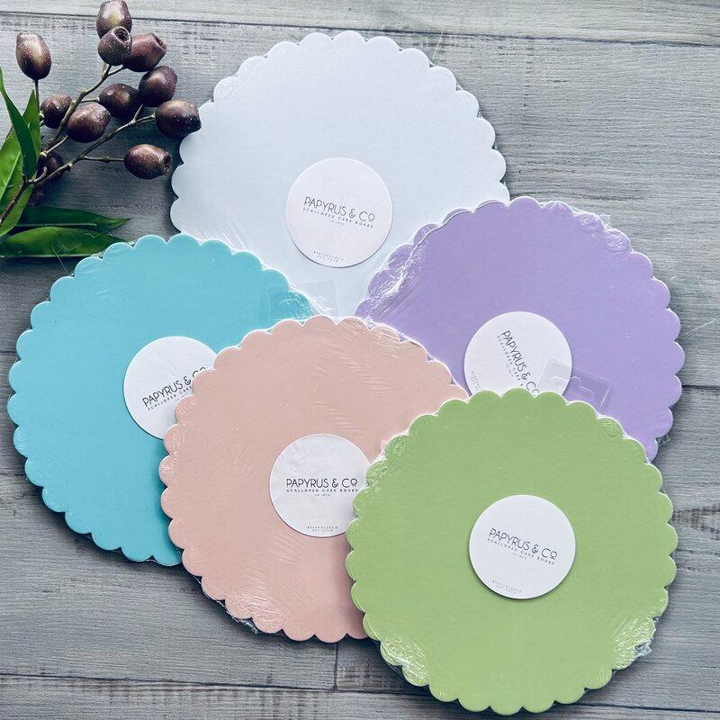 scalloped edge cake boards in various colours papyrus & co 
