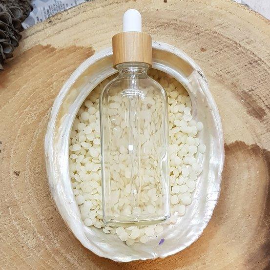 100ml Clear Glass Bottle with Bamboo Dropper - White - centaur packaging