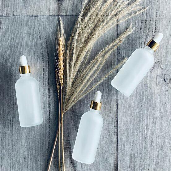 100ml Frosted Glass Bottle with Gold Dropper - centaur packaging
