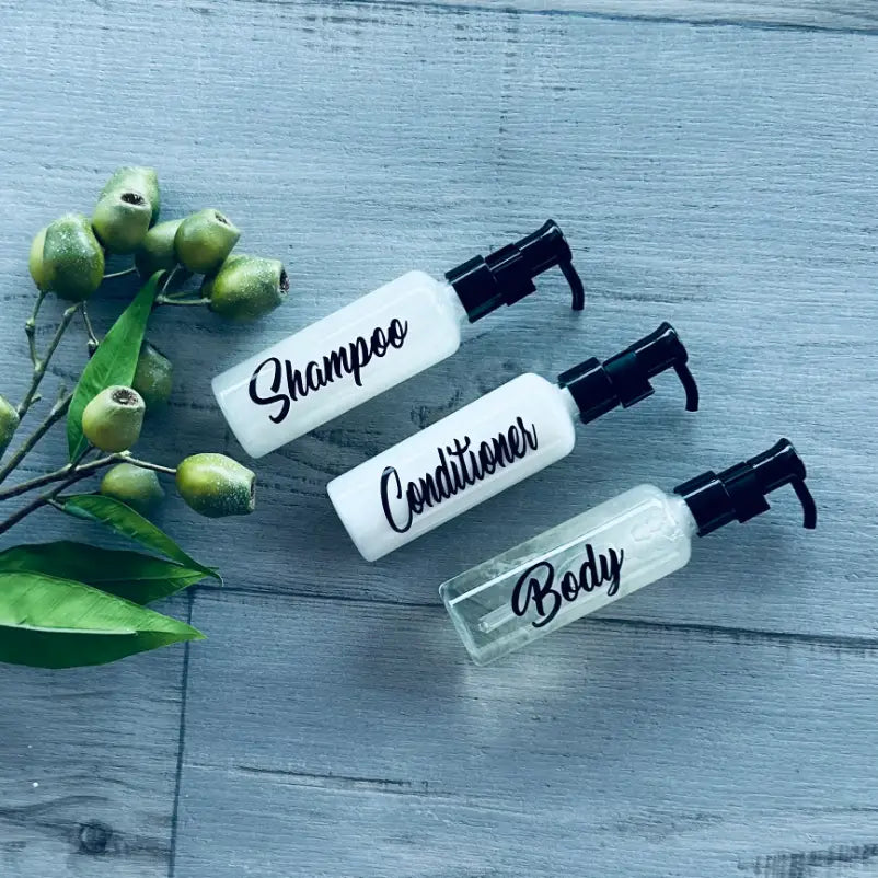 100ml Pet Clear Bottle with Black Pump labelled