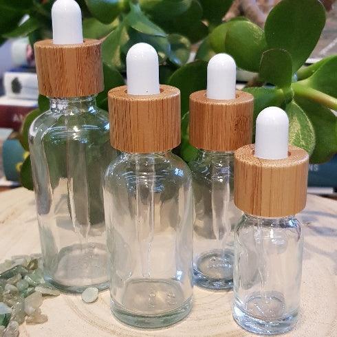 10ml Clear Glass Bottle with Bamboo Dropper - White - centaur packaging