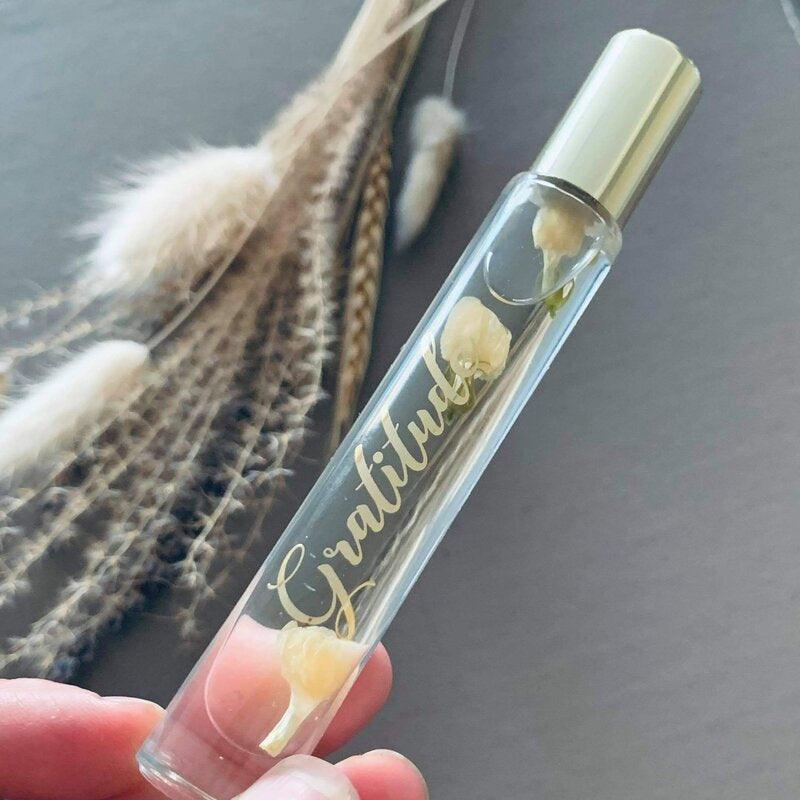 10ml Gratitude Glass Round Roller with Gold Lid - centaur packaging