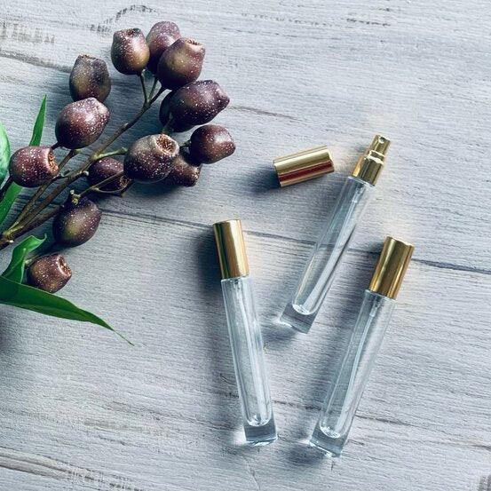 10ml Tall Round Glass Bottle with Gold Mister - centaur packaging