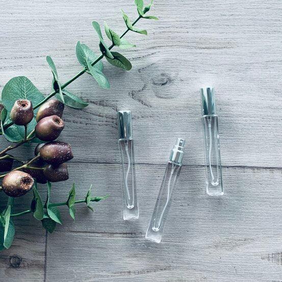 10ml Tall Square Glass Bottle with Silver Mister Spray - centaur packaging