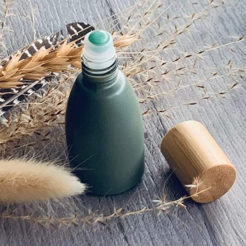 12ml sage tara bottle with green adventurine crystal roller and bamboo lid