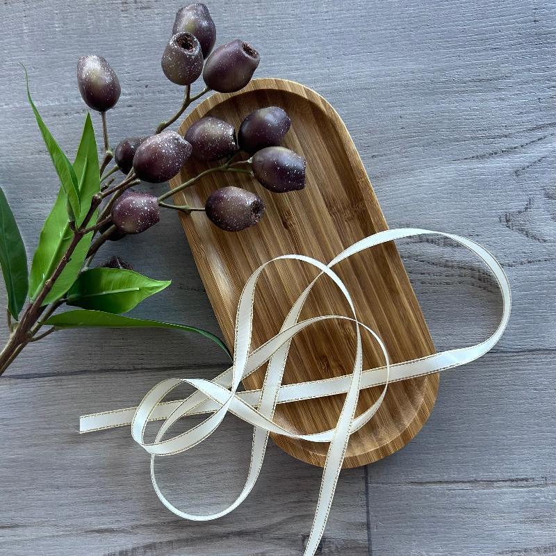 10mm satin double faced metallic edge ribbon ivory/gold 20m