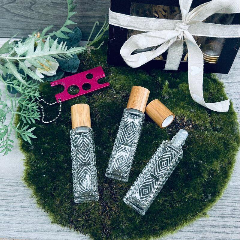 14ml ADELE Clear Glass Bottle with Roller Bamboo Lid - Centaur Packaging