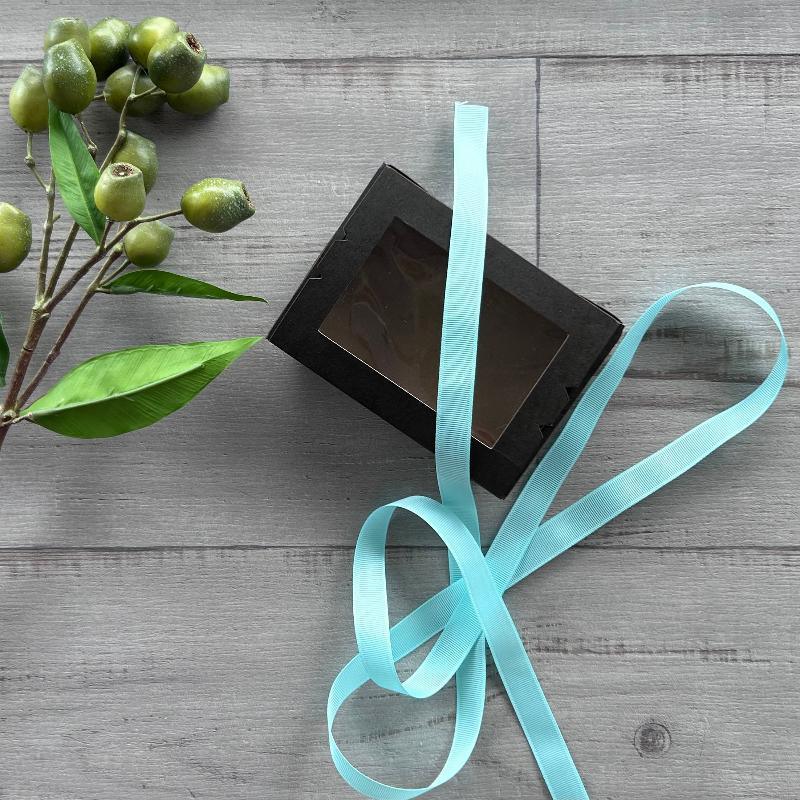 15mm grosgrain ribbon peacock blue 20mt with black gift box