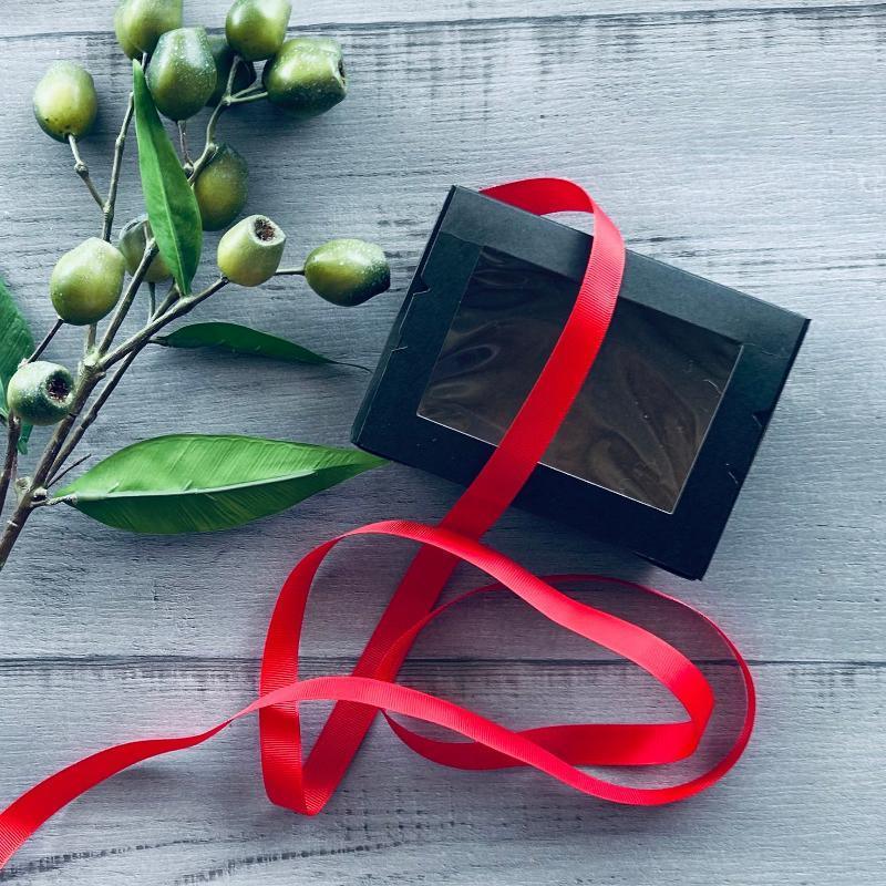 15mm grosgrain ribbon red 20mt with black gift box