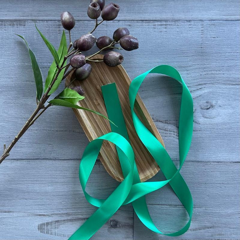 2.5cm double satin ribbon emerald green 