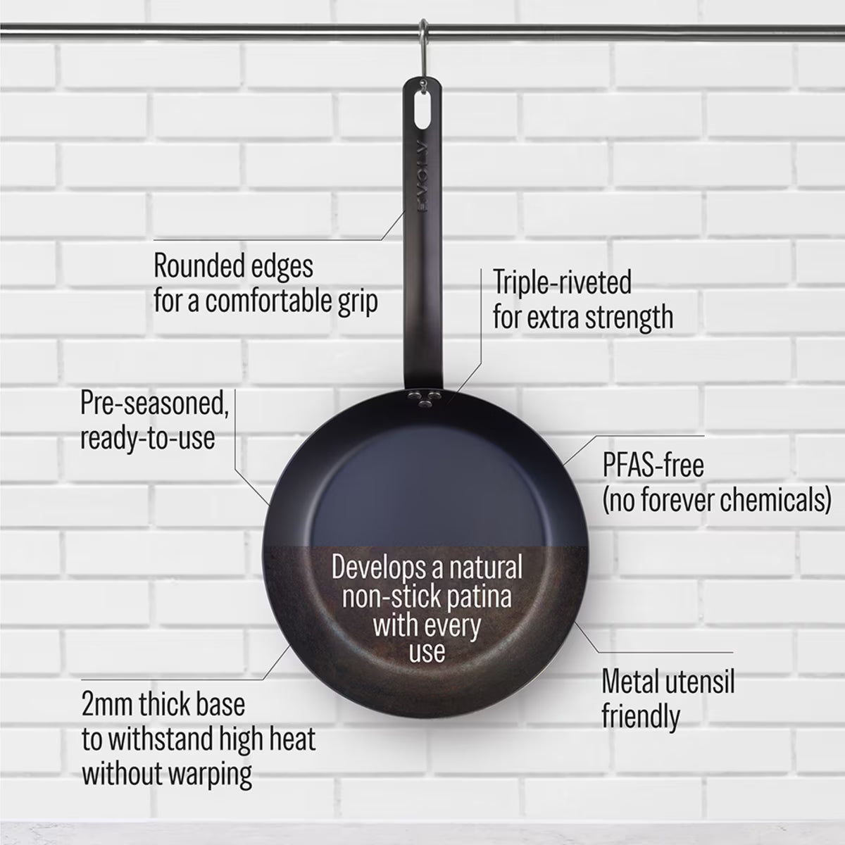 Pre Seasoned Carbon Steel Frypan - 20cm information