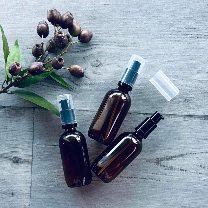 200ml amber bottle with black foamer and clear lid x 3