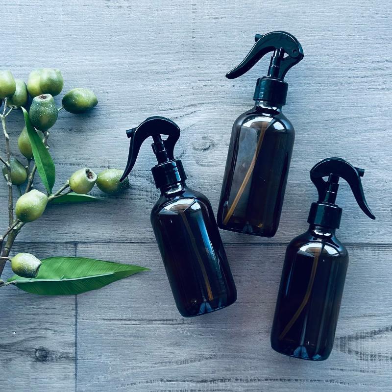 240ml glass amber bottle with black mister trigger x 3