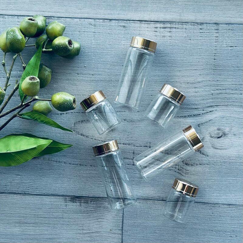 30ml Glass Cylinder Jar with Gold Lid - centaur packaging