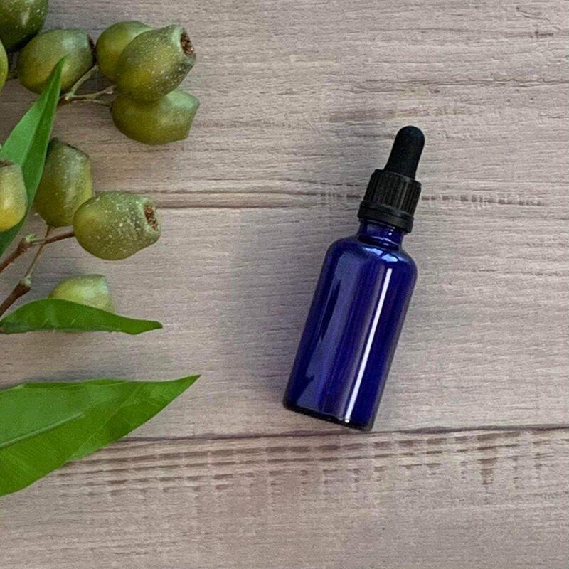 50ml Blue Glass Bottle with Black Dropper - centaur packaging