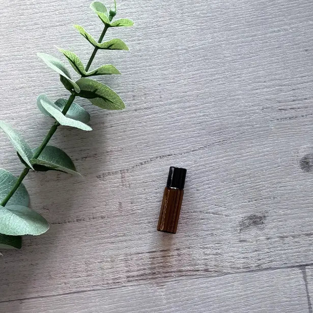 5ml amber Thin Glass Roller Bottle with Black Lid 12 Pack single