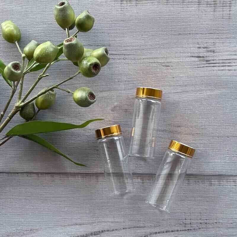 60ml glass cylinder with gold metal lid x 3