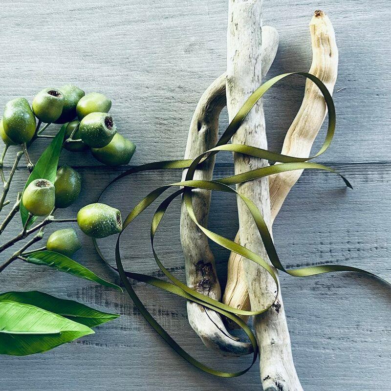 double faced satin ribbon 6mm x 25mt  olive