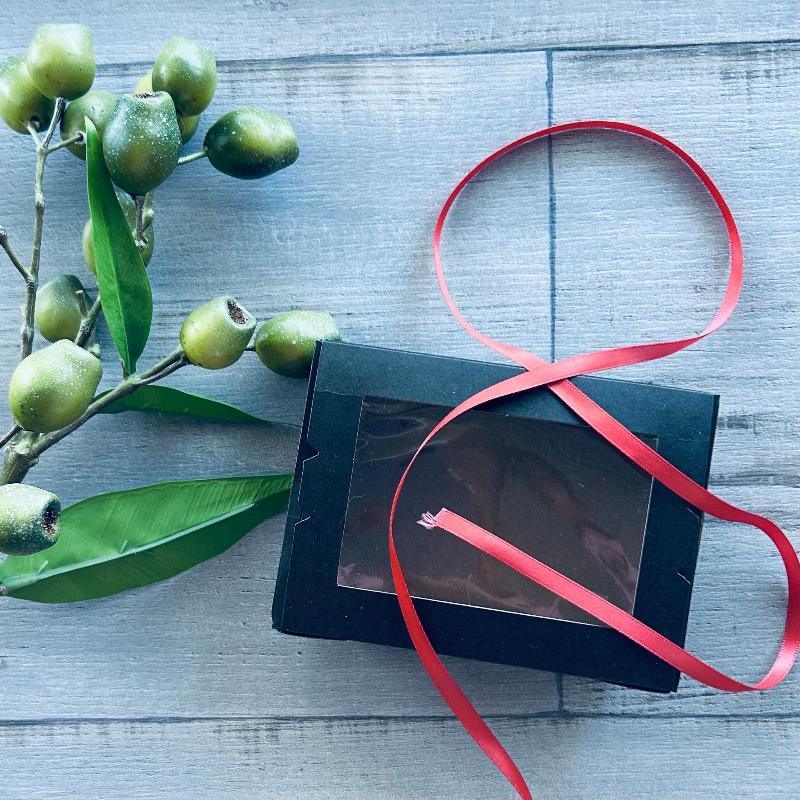 6mm double aced satin ribbon terracotta 25mt with black gift box